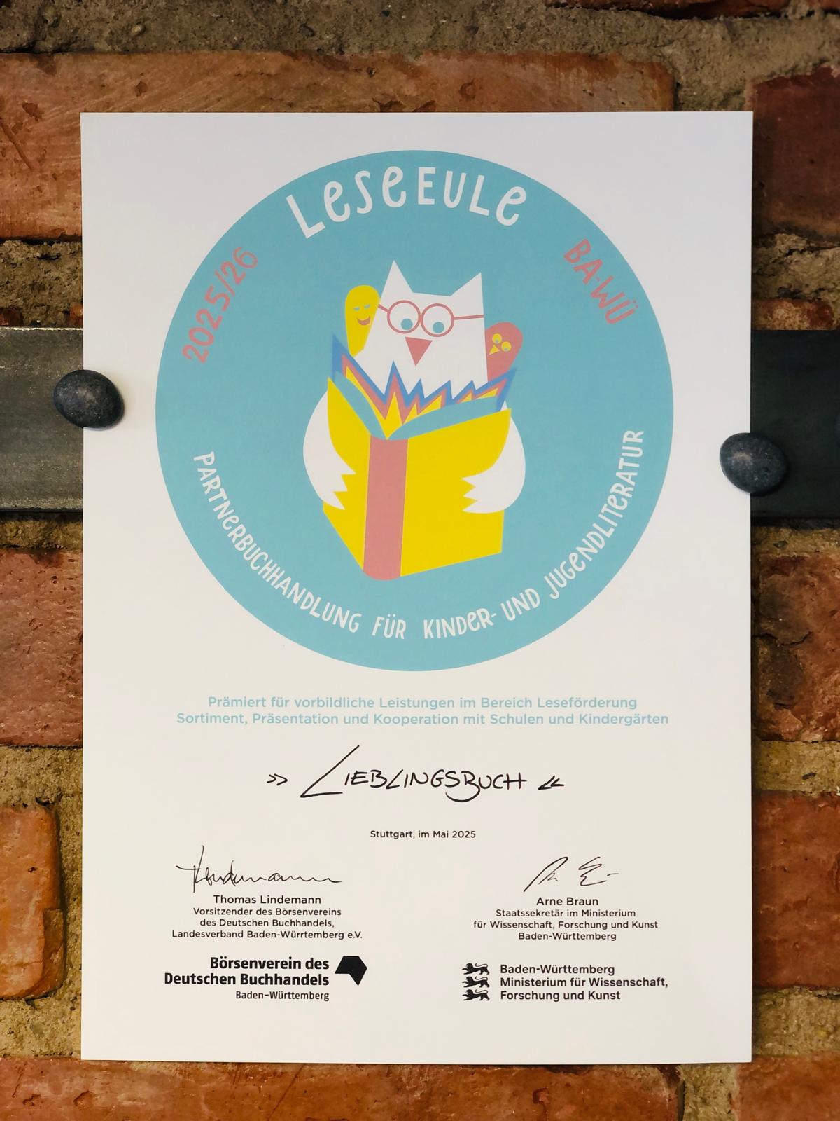 Urkunde Leseeule 2025/26
